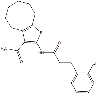 2-{[3-(2-chlorophenyl)acryloyl]amino}-4,5,6,7,8,9-hexahydrocycloocta[b]thiophene-3-carboxamide 结构式