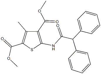 dimethyl 5-[(diphenylacetyl)amino]-3-methyl-2,4-thiophenedicarboxylate 结构式