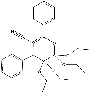 2,2,3,3-tetraethoxy-4,6-diphenyl-3,4-dihydro-2H-pyran-5-carbonitrile 结构式