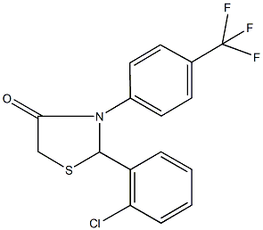 2-(2-chlorophenyl)-3-[4-(trifluoromethyl)phenyl]-1,3-thiazolidin-4-one 结构式