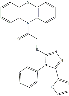 10-({[5-(2-furyl)-4-phenyl-4H-1,2,4-triazol-3-yl]sulfanyl}acetyl)-10H-phenothiazine 结构式