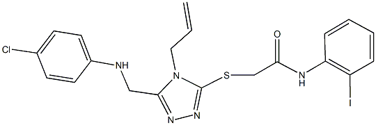 2-({4-allyl-5-[(4-chloroanilino)methyl]-4H-1,2,4-triazol-3-yl}sulfanyl)-N-(2-iodophenyl)acetamide 结构式