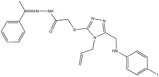 2-({4-allyl-5-[(4-iodoanilino)methyl]-4H-1,2,4-triazol-3-yl}sulfanyl)-N'-(1-phenylethylidene)acetohydrazide 结构式