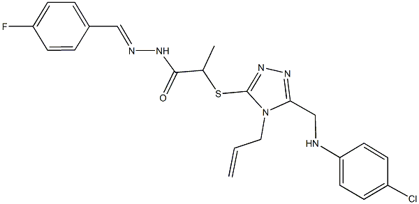 2-({4-allyl-5-[(4-chloroanilino)methyl]-4H-1,2,4-triazol-3-yl}sulfanyl)-N'-(4-fluorobenzylidene)propanohydrazide 结构式