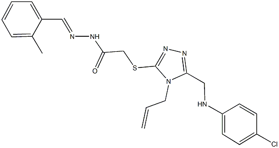 2-({4-allyl-5-[(4-chloroanilino)methyl]-4H-1,2,4-triazol-3-yl}sulfanyl)-N'-(2-methylbenzylidene)acetohydrazide 结构式