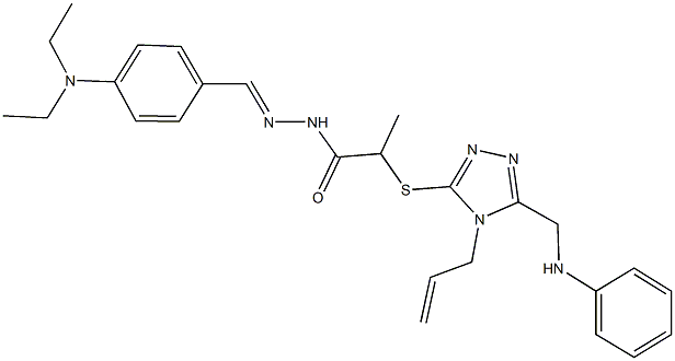 2-{[4-allyl-5-(anilinomethyl)-4H-1,2,4-triazol-3-yl]sulfanyl}-N'-[4-(diethylamino)benzylidene]propanohydrazide 结构式