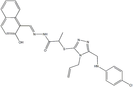 2-({4-allyl-5-[(4-chloroanilino)methyl]-4H-1,2,4-triazol-3-yl}sulfanyl)-N'-[(2-hydroxy-1-naphthyl)methylene]propanohydrazide 结构式