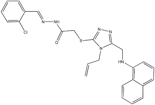 2-({4-allyl-5-[(1-naphthylamino)methyl]-4H-1,2,4-triazol-3-yl}sulfanyl)-N'-(2-chlorobenzylidene)acetohydrazide 结构式