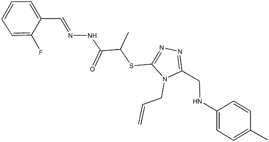 2-{[4-allyl-5-(4-toluidinomethyl)-4H-1,2,4-triazol-3-yl]sulfanyl}-N'-(2-fluorobenzylidene)propanohydrazide 结构式