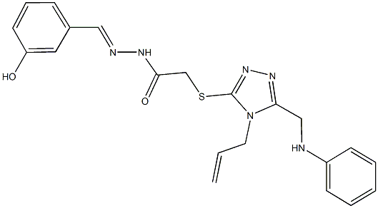 2-{[4-allyl-5-(anilinomethyl)-4H-1,2,4-triazol-3-yl]sulfanyl}-N'-(3-hydroxybenzylidene)acetohydrazide 结构式