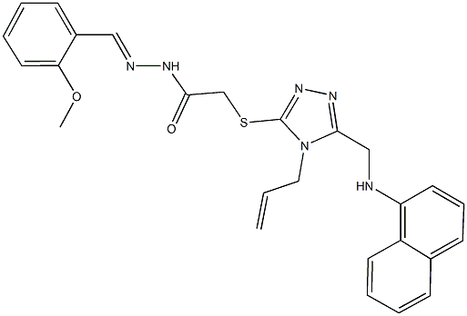 2-({4-allyl-5-[(1-naphthylamino)methyl]-4H-1,2,4-triazol-3-yl}sulfanyl)-N'-(2-methoxybenzylidene)acetohydrazide 结构式