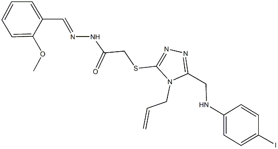 2-({4-allyl-5-[(4-iodoanilino)methyl]-4H-1,2,4-triazol-3-yl}sulfanyl)-N'-(2-methoxybenzylidene)acetohydrazide 结构式