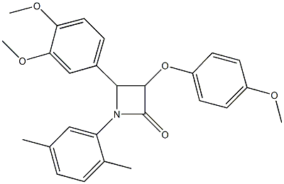 4-(3,4-dimethoxyphenyl)-1-(2,5-dimethylphenyl)-3-(4-methoxyphenoxy)-2-azetidinone 结构式