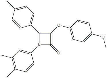 1-(3,4-dimethylphenyl)-3-(4-methoxyphenoxy)-4-(4-methylphenyl)-2-azetidinone 结构式