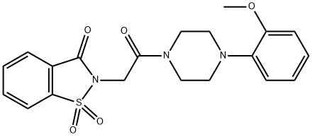 2-{2-[4-(2-methoxyphenyl)-1-piperazinyl]-2-oxoethyl}-1,2-benzisothiazol-3(2H)-one 1,1-dioxide 结构式