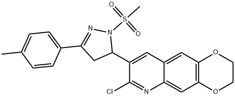 7-chloro-8-[3-(4-methylphenyl)-1-(methylsulfonyl)-4,5-dihydro-1H-pyrazol-5-yl]-2,3-dihydro[1,4]dioxino[2,3-g]quinoline 结构式