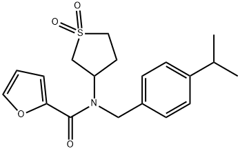 N-(1,1-dioxidotetrahydro-3-thienyl)-N-(4-isopropylbenzyl)-2-furamide 结构式