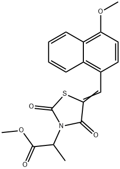 methyl 2-{5-[(4-methoxy-1-naphthyl)methylene]-2,4-dioxo-1,3-thiazolidin-3-yl}propanoate 结构式