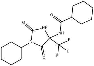 N-[1-cyclohexyl-2,5-dioxo-4-(trifluoromethyl)-4-imidazolidinyl]cyclohexanecarboxamide 结构式