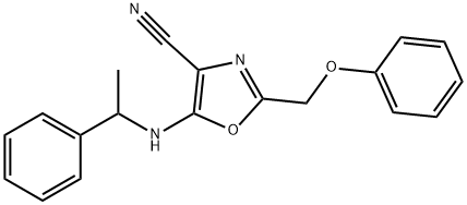 2-(phenoxymethyl)-5-[(1-phenylethyl)amino]-1,3-oxazole-4-carbonitrile 结构式