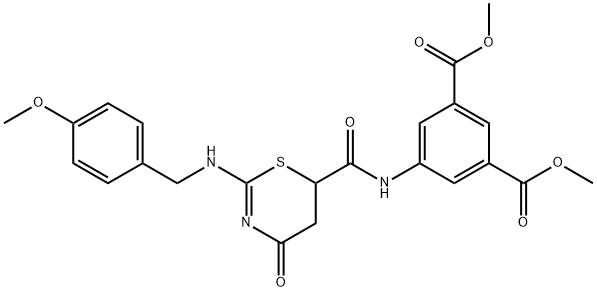 dimethyl 5-[({2-[(4-methoxybenzyl)amino]-4-oxo-5,6-dihydro-4H-1,3-thiazin-6-yl}carbonyl)amino]isophthalate 结构式