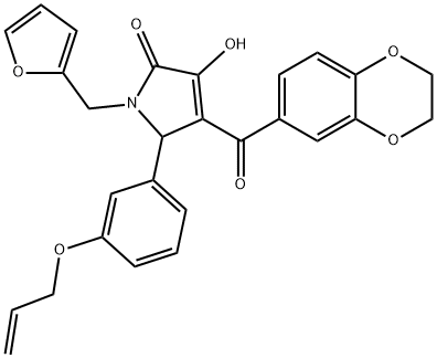 5-[3-(allyloxy)phenyl]-4-(2,3-dihydro-1,4-benzodioxin-6-ylcarbonyl)-1-(2-furylmethyl)-3-hydroxy-1,5-dihydro-2H-pyrrol-2-one 结构式