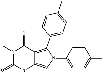 6-(4-iodophenyl)-1,3-dimethyl-5-(4-methylphenyl)-1H-pyrrolo[3,4-d]pyrimidine-2,4(3H,6H)-dione 结构式