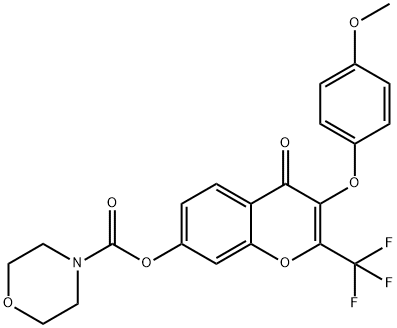 3-(4-methoxyphenoxy)-4-oxo-2-(trifluoromethyl)-4H-chromen-7-yl4-morpholinecarboxylate 结构式