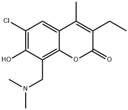 6-chloro-8-[(dimethylamino)methyl]-3-ethyl-7-hydroxy-4-methyl-2H-chromen-2-one 结构式