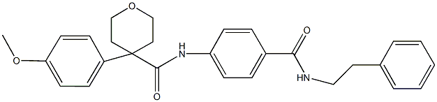 4-(4-methoxyphenyl)-N-(4-{[(2-phenylethyl)amino]carbonyl}phenyl)tetrahydro-2H-pyran-4-carboxamide 结构式