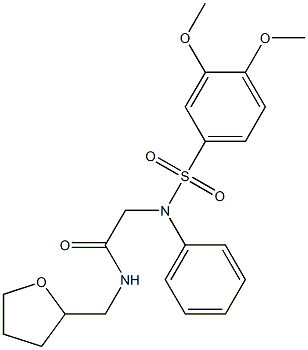 2-{[(3,4-dimethoxyphenyl)sulfonyl]anilino}-N-(tetrahydro-2-furanylmethyl)acetamide 结构式