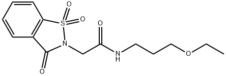 2-(1,1-dioxido-3-oxo-1,2-benzisothiazol-2(3H)-yl)-N-(3-ethoxypropyl)acetamide 结构式