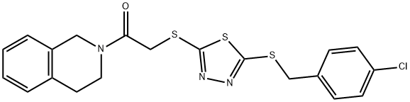 2-[({5-[(4-chlorobenzyl)sulfanyl]-1,3,4-thiadiazol-2-yl}sulfanyl)acetyl]-1,2,3,4-tetrahydroisoquinoline 结构式