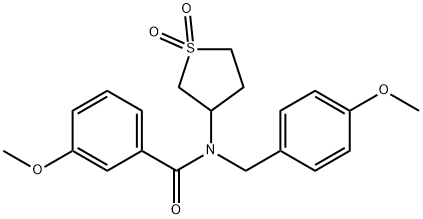 N-(1,1-dioxidotetrahydro-3-thienyl)-3-methoxy-N-(4-methoxybenzyl)benzamide 结构式