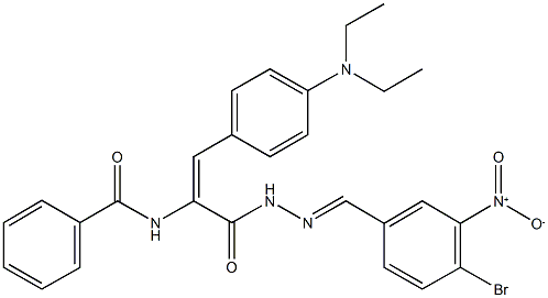 N-{1-[(2-{4-bromo-3-nitrobenzylidene}hydrazino)carbonyl]-2-[4-(diethylamino)phenyl]vinyl}benzamide 结构式