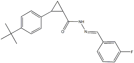 2-(4-tert-butylphenyl)-N'-(3-fluorobenzylidene)cyclopropanecarbohydrazide 结构式