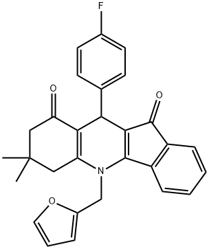 10-(4-fluorophenyl)-5-(2-furylmethyl)-7,7-dimethyl-6,7,8,10-tetrahydro-5H-indeno[1,2-b]quinoline-9,11-dione 结构式