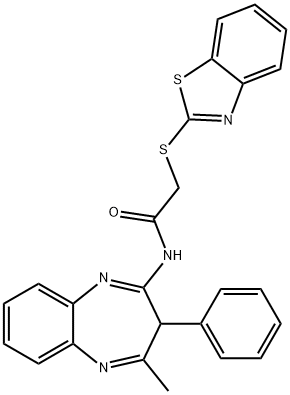 2-(1,3-benzothiazol-2-ylsulfanyl)-N-(4-methyl-3-phenyl-3H-1,5-benzodiazepin-2-yl)acetamide 结构式