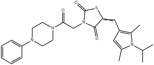 5-[(1-isopropyl-2,5-dimethyl-1H-pyrrol-3-yl)methylene]-3-[2-oxo-2-(4-phenylpiperazin-1-yl)ethyl]-1,3-thiazolidine-2,4-dione 结构式