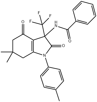 N-[6,6-dimethyl-1-(4-methylphenyl)-2,4-dioxo-3-(trifluoromethyl)-2,3,4,5,6,7-hexahydro-1H-indol-3-yl]benzamide 结构式
