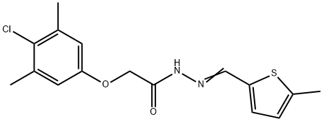 2-(4-chloro-3,5-dimethylphenoxy)-N'-[(5-methyl-2-thienyl)methylene]acetohydrazide 结构式