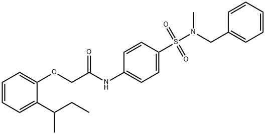 N-(4-{[benzyl(methyl)amino]sulfonyl}phenyl)-2-(2-sec-butylphenoxy)acetamide 结构式