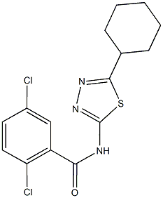 2,5-dichloro-N-(5-cyclohexyl-1,3,4-thiadiazol-2-yl)benzamide 结构式