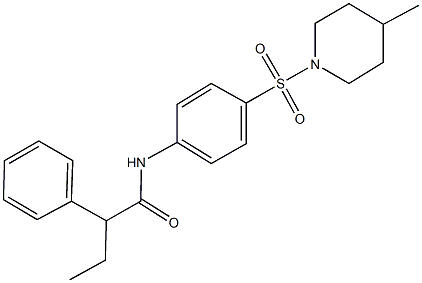 N-{4-[(4-methyl-1-piperidinyl)sulfonyl]phenyl}-2-phenylbutanamide 结构式