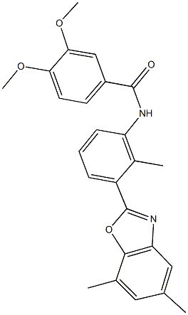 N-[3-(5,7-dimethyl-1,3-benzoxazol-2-yl)-2-methylphenyl]-3,4-dimethoxybenzamide 结构式