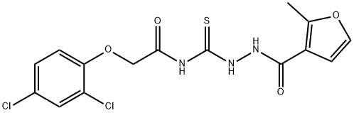 2-(2,4-dichlorophenoxy)-N-{[2-(2-methyl-3-furoyl)hydrazino]carbothioyl}acetamide 结构式