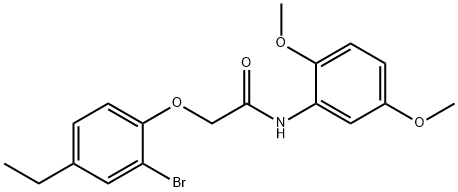 2-(2-bromo-4-ethylphenoxy)-N-(2,5-dimethoxyphenyl)acetamide 结构式