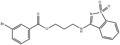 3-[(1,1-dioxido-1,2-benzisothiazol-3-yl)amino]propyl 3-bromobenzoate 结构式