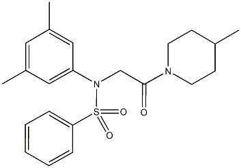 N-(3,5-dimethylphenyl)-N-[2-(4-methyl-1-piperidinyl)-2-oxoethyl]benzenesulfonamide 结构式