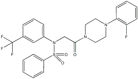 N-{2-[4-(2-fluorophenyl)-1-piperazinyl]-2-oxoethyl}-N-[3-(trifluoromethyl)phenyl]benzenesulfonamide 结构式